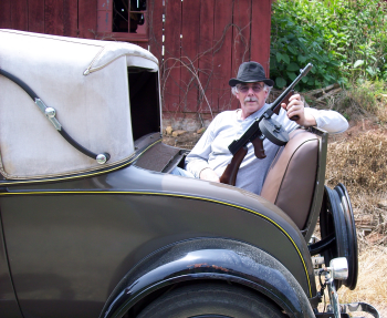 Phil Flack in Old Car